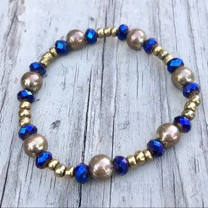 Metallic Swarovski Crystal and Glass Bracelet
